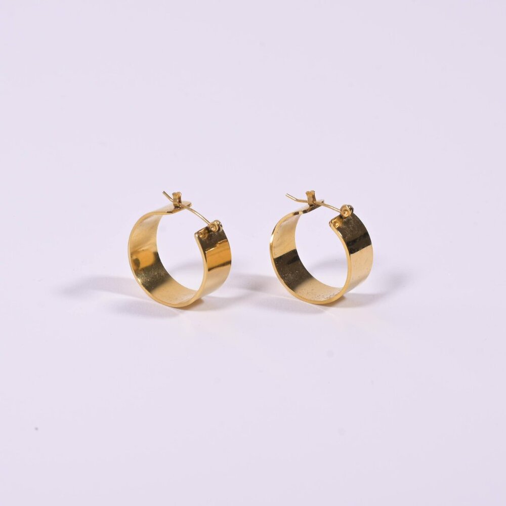 Gold Chunky Hoop Earrings 1” | Stainless Steel | Water/Tarnish Resistant